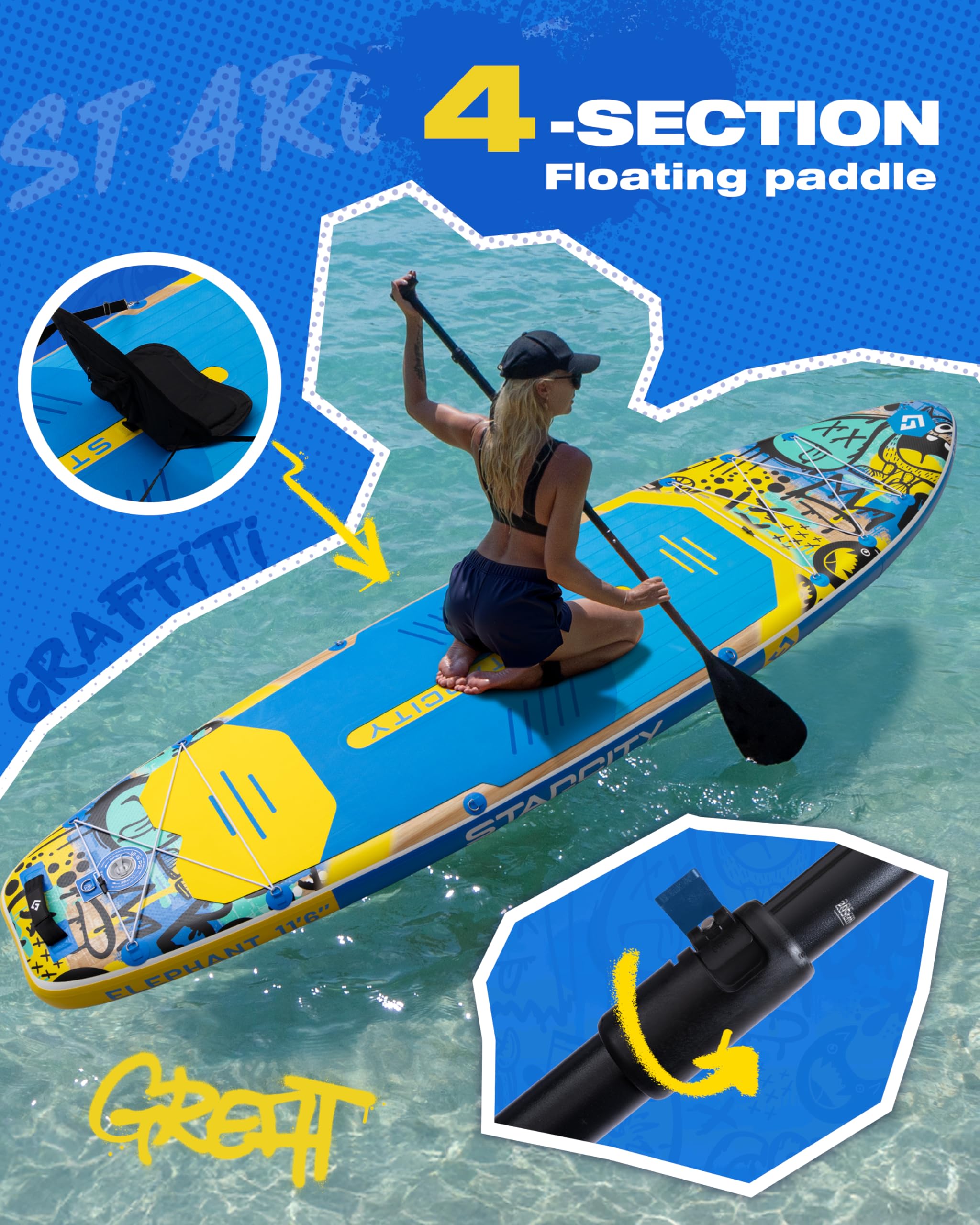 Amazon | Starcity 11フィート6インチ×35インチ×6インチ 空気注入式